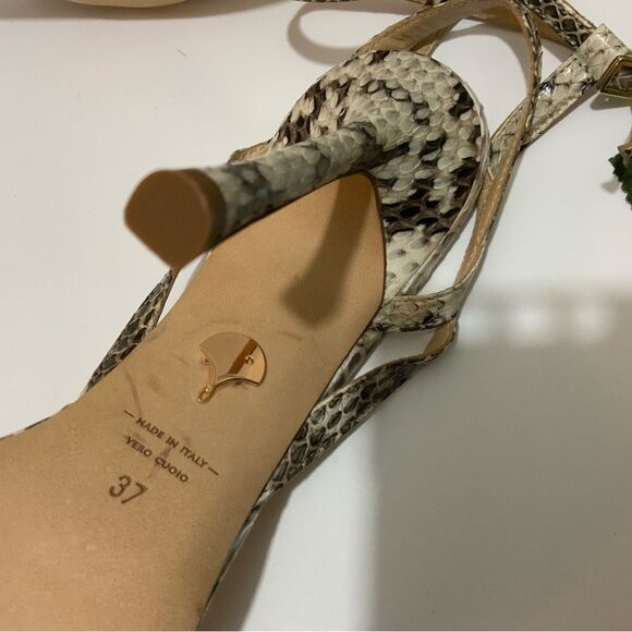 Chelsea Paris Beige Multi Snakeskin Stiletto High Heels Sandals Size 7B/ 37 NEW - Picture 10 of 13